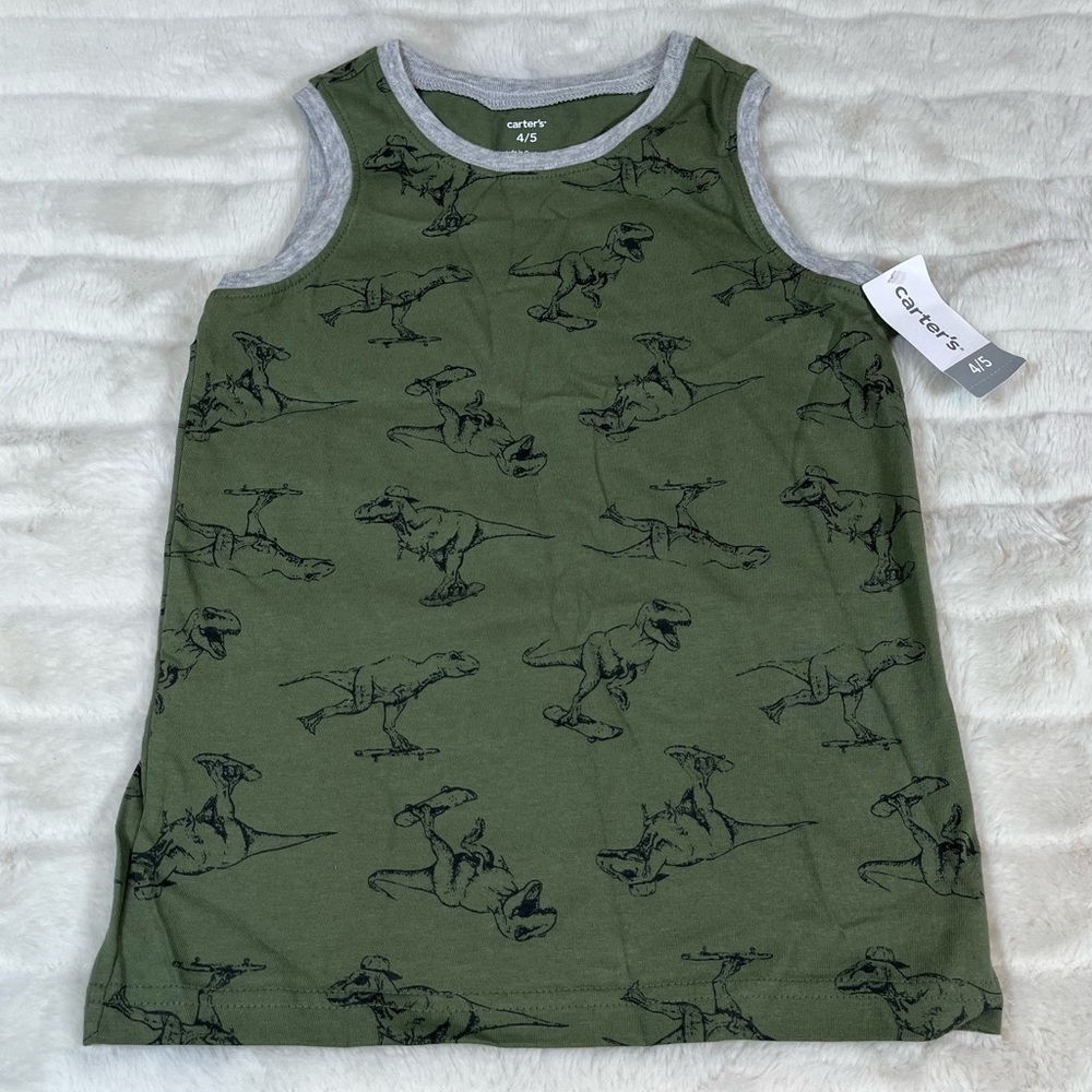NWT Carters Boys 4/4 Girls School Fall Spring Dino Skateboard T-Rex Slater Tank